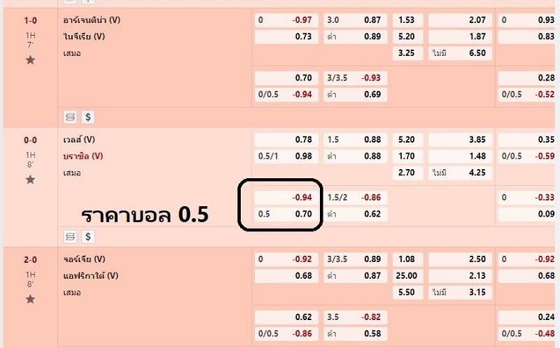 ราคาบอล0.5